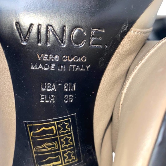 VINCE. Grace Light Taupe Gray Leather Mule Heel sz 6 US Ankle Strap Open Toe - Picture 11 of 11